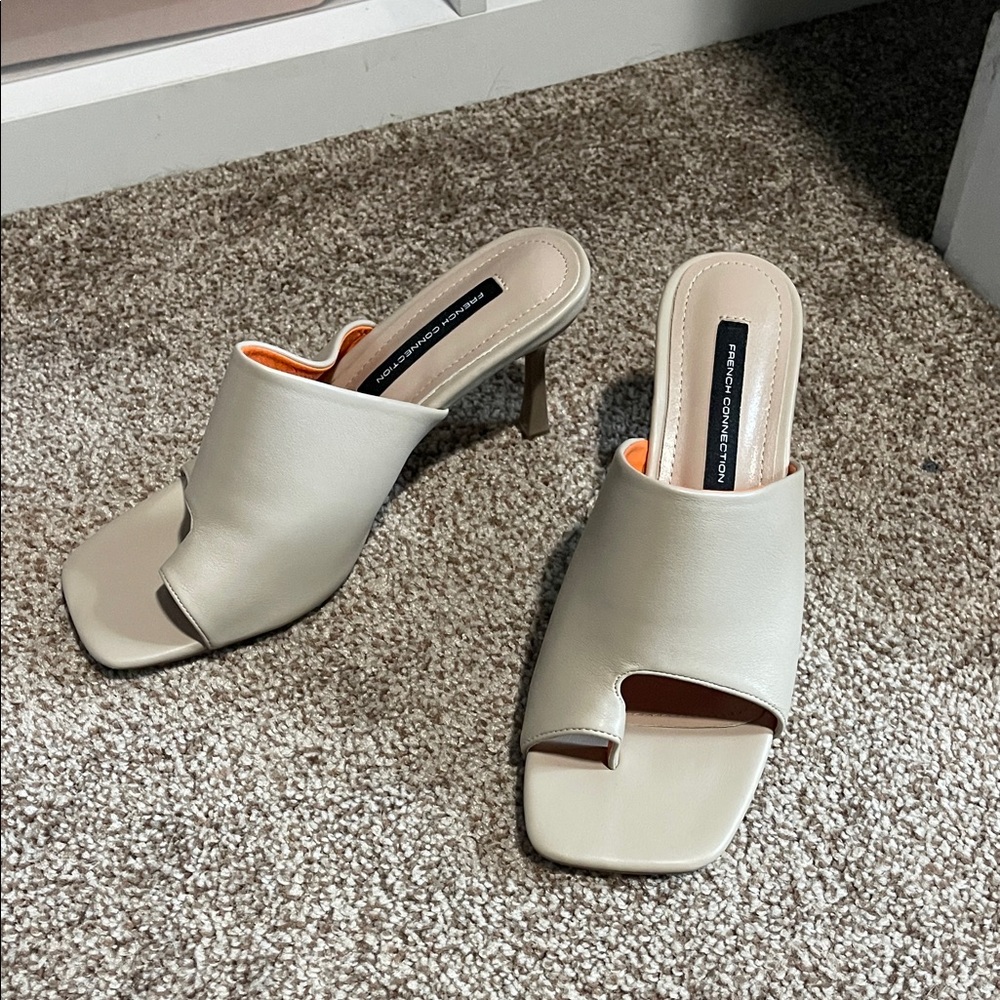 French Connection Cream Open-Toe Mules